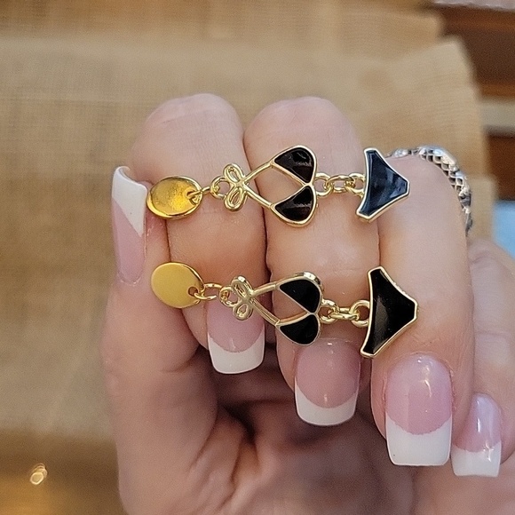 🔥LAST PAIR🔥 TEENY BLACK BIKINI Drop Earrings - Picture 1 of 6